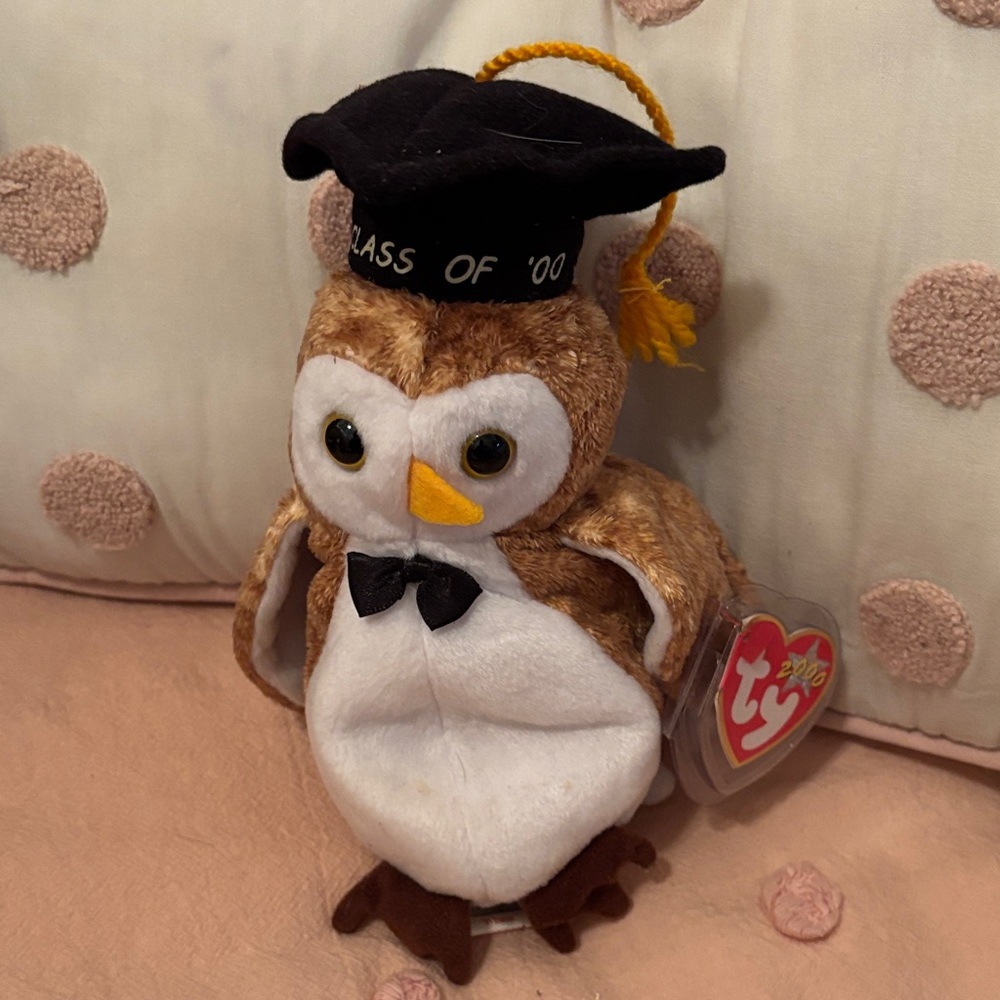 Ty Class of '00 Owl Plush with Black Cap
